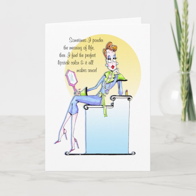 #lipstickhumor, Lipstickcard, carte féminine drôle (Devant)