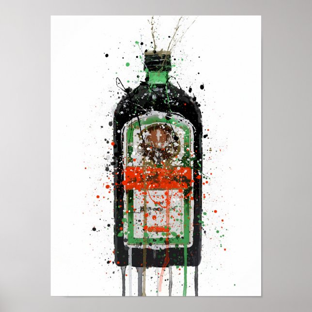 Liqueur Bottle Wall Art Print 'Green Ink'  Poster (Vorne)