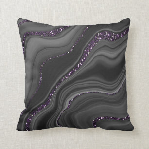 Liquid Black Gray White Agate Glitzer Traum #1 Kissen