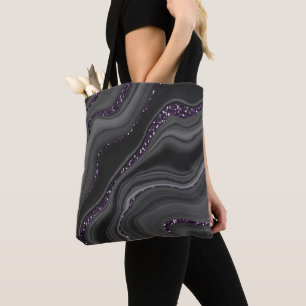 Liquid Black Gray White Agate Glitzer Traum #1 Tasche