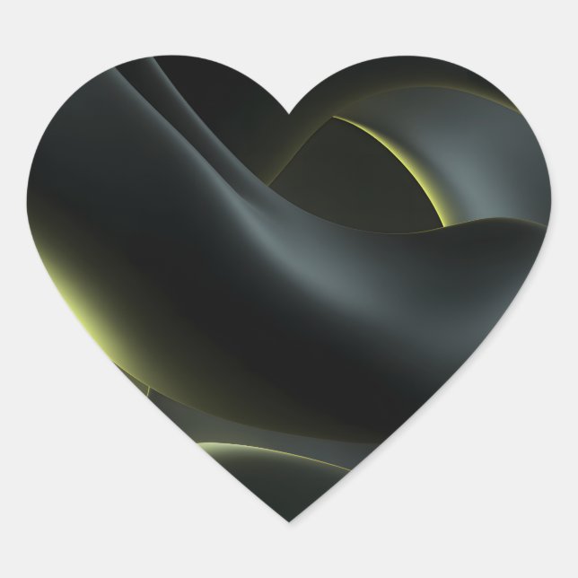 Liquid Chrome Abstract: Dark Iridescence Herz-Aufkleber (Vorderseite)