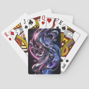 Liquid Chrome Flow - Futuristische abstrakte 3D-Ku Spielkarten
