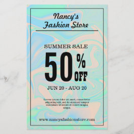 Liquid faux holographic iridescent texture flyer