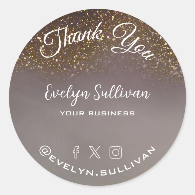 Liquid Glitzer elegant danke Ihnen Aufkleber (Vorderseite)