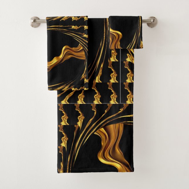 Liquid Gold Black Monochrome Opulent Swirl Achempo (En situation)