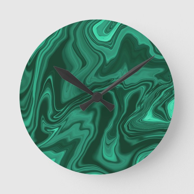 Liquid Malachite Dream #2 #gem #decor #art Runde Wanduhr (Vorderseite)