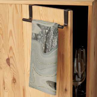 Liquid Marble Wave Glitter Glam 1 Geschirrtuch