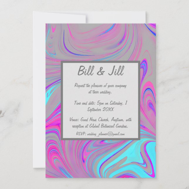 Liquid Marble Wedding Einladung (Vorderseite)