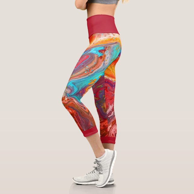 Liquid Paint Marbling Red Blue Multi Color Capri L (Links)