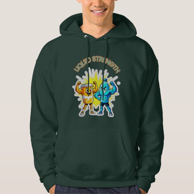 Liquid Strength – Funny Juice & Water Muscle Desig Hoodie (Vorderseite)