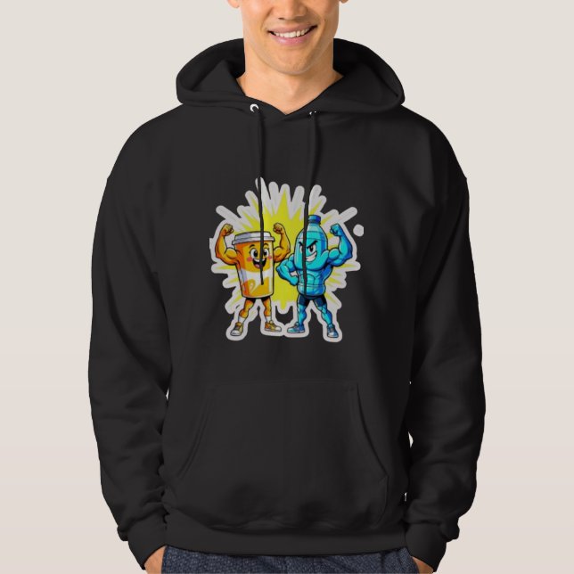Liquid Strength – Funny Juice & Water Muscle Desig Hoodie (Vorderseite)