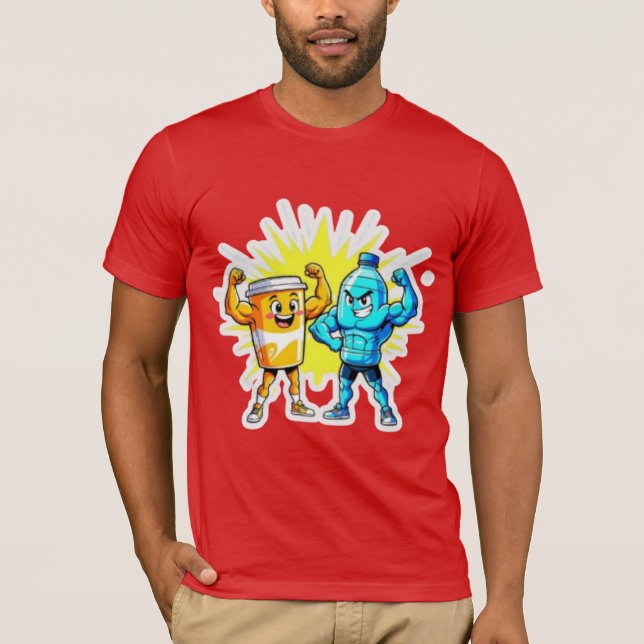 Liquid Strength – Funny Juice & Water Muscle Desig T-Shirt (Vorderseite)