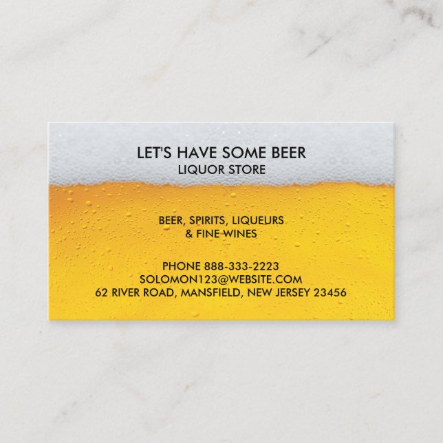Liquor Beer Store Business Card Visitenkarte (Vorderseite)