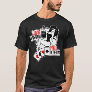 Liquor im vorderen Poker hinter der Rückseite T-Shirt