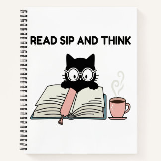 Lire, boire et penser Chat mignon lisant un livre