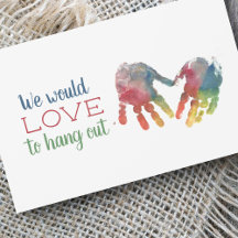 Lire la date Rainbow Handprints Carte d'appel
