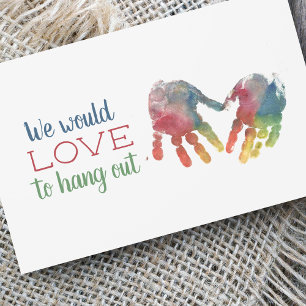 Lire la date Rainbow Handprints Carte d'appel
