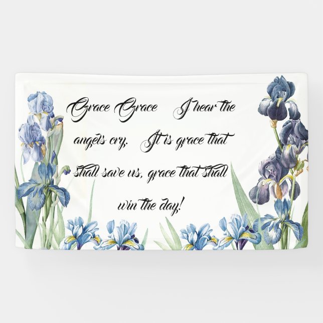 L'iris bleu fleurit la bannière de chrétien de (Horizontal)