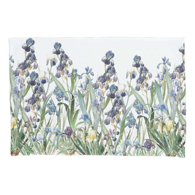 L'iris botanique fleurit la taie d'oreiller (devant)