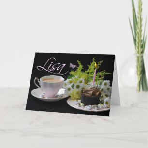 Lisa Carte Anniversaire Avec Gâteau De Thé Et Fleu