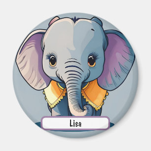 Lisa das Baby Elephant, mit Custom Nametag! Magnet