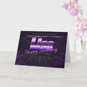 Lisa Nom Prénom lila retro Carte Anniversaire