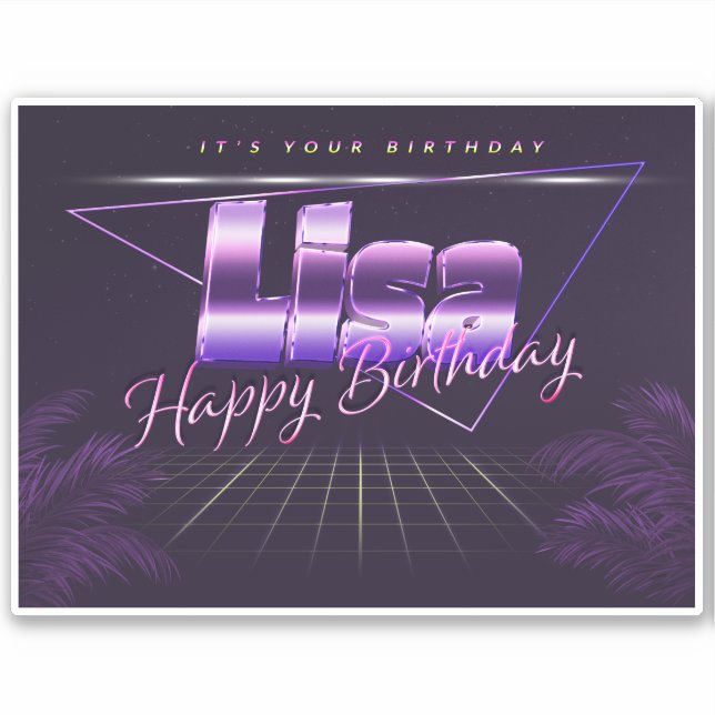 Lisa Nom Prénom lila retro Sticker (Devant)