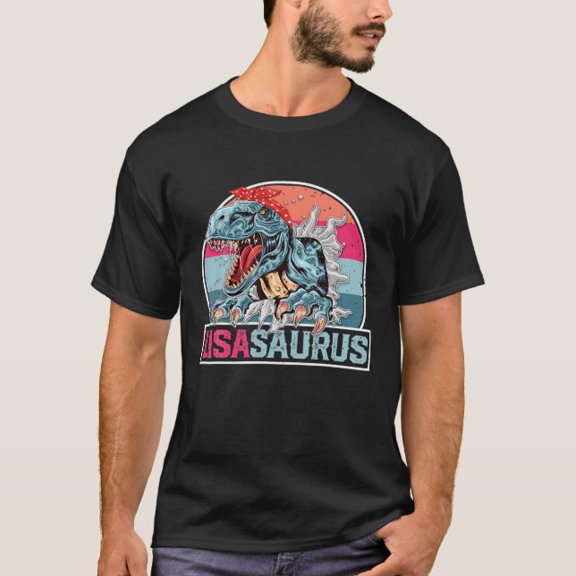 Lisa Saurus Funny Personalized Dinosaur T Rex Name T-Shirt (Vorderseite)