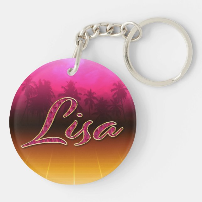 Lisa Vorname Name golden pink Schlüsselanhänger (Rückseite)