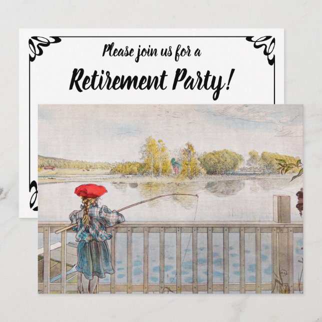 Lisbet Fischerei von Carl Larsson, Party für Alter Einladung (Vorne/Hinten)