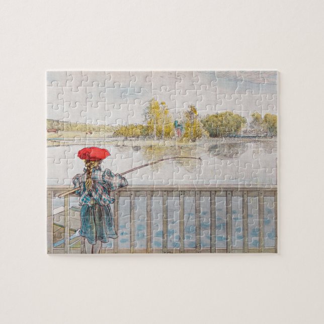 Lisbet Fischerei von Carl Larsson, Vintage Kunst (Horizontal)