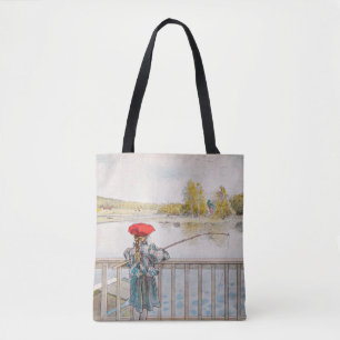 Lisbet Fischerei von Carl Larsson, Vintage Kunst Tasche