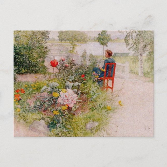 Lisbeth im Blumengarten Postkarte (Vorderseite)