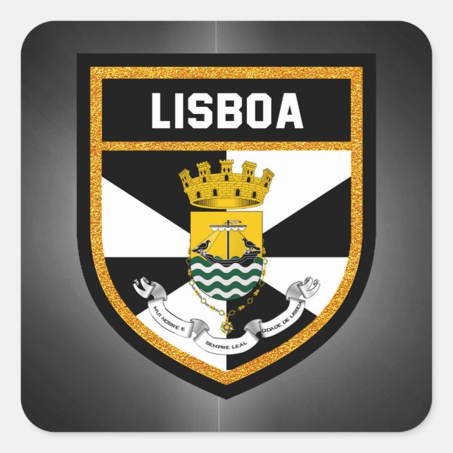 Lisboa-Flagge Quadratischer Aufkleber (Vorderseite)