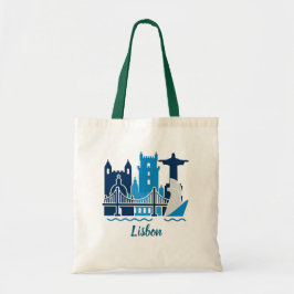 Lisbon Portugal City Skyline Tote Bag – Minimal Tr Tragetasche