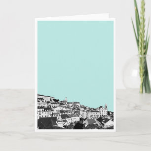 Lisbonne dans la carte de voeux turquoise