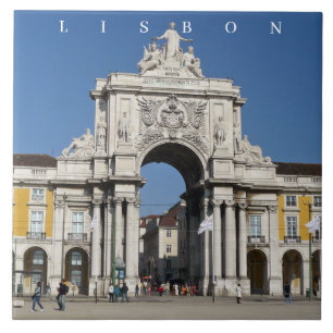 Lisbonne Rua Augusta Arch vue carreaux céramiques