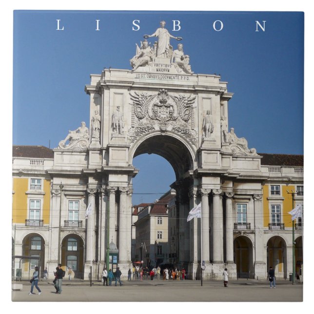 Lisbonne Rua Augusta Arch vue carreaux céramiques (Devant)