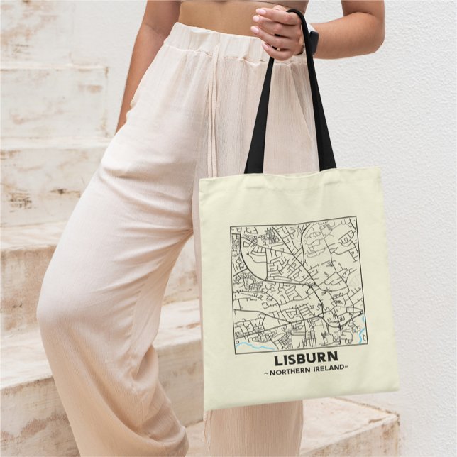 Lisburn, Northern Ireland City Map Tote Bag (Créateur téléchargé)
