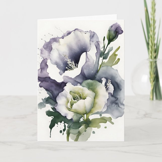 Lisianthus - Aquarellblumen Karte (Vorderseite)