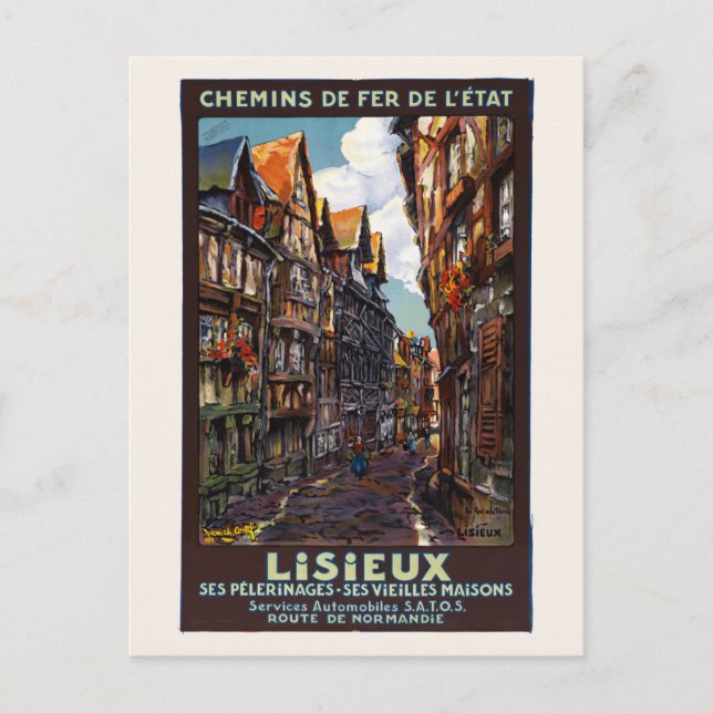 Lisieux France Vintage Poster 1930 Postkarte (Vorderseite)