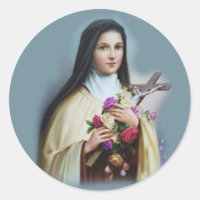 Lisieux-Therese mit Kruzifix/Rose-Aufkleber