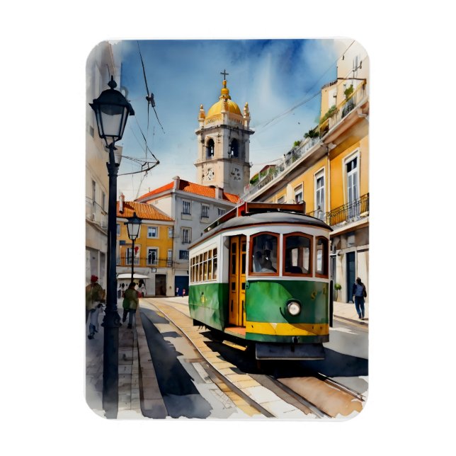 Lissabon Aquarellkunst Magnet (Vertikal)