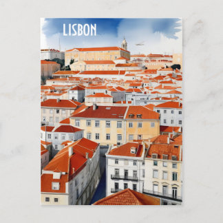 Lissabon Aquarellkunst Postkarte