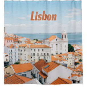 Lissabon Atlantische Strände Rote Dächer Duschvorhang