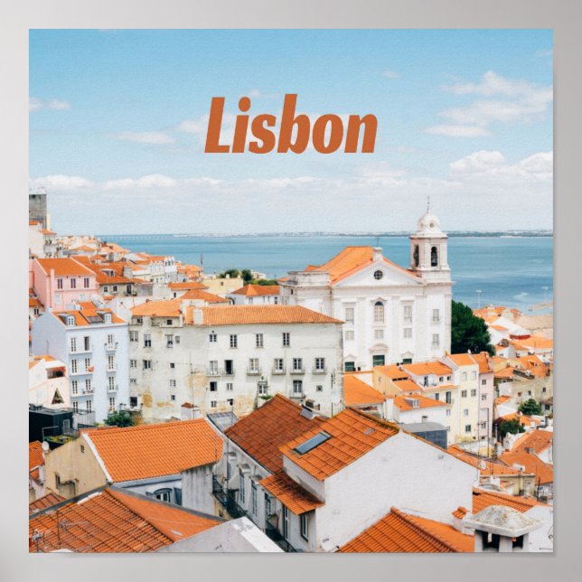 Lissabon Atlantische Strände Rote Dächer Poster (Vorne)