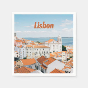 Lissabon Atlantische Strände Rote Dächer Serviette