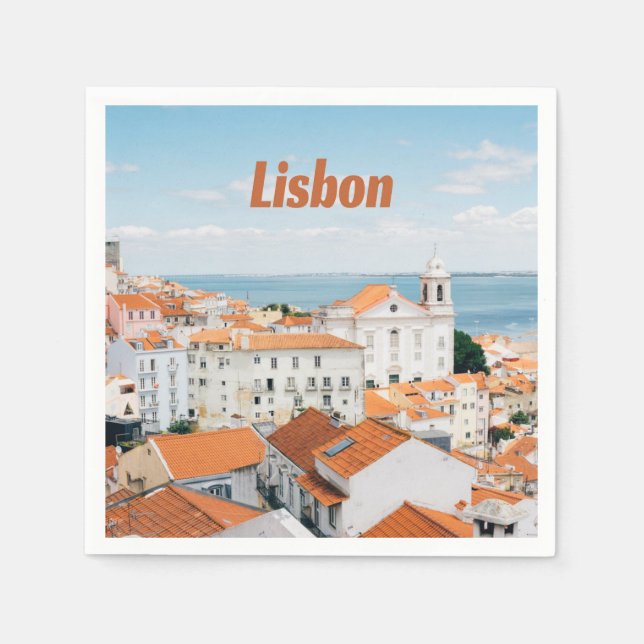 Lissabon Atlantische Strände Rote Dächer Serviette (Vorderseite)