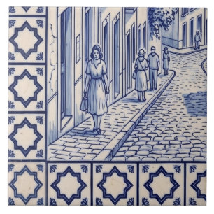 Lissabon Azulejo-Wandfliese 5 von 6 unten links Fliese