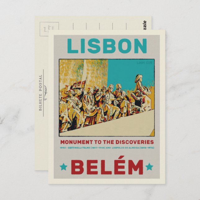 Lissabon-Belem-Statuen Postkarte (Vorne/Hinten)